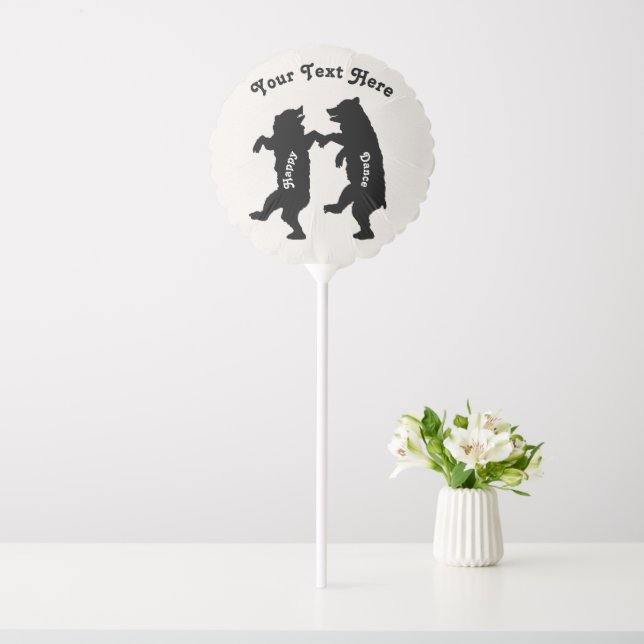 Two Black Bears in Silhouette Doing Happy Dance Balloon (In SItu)