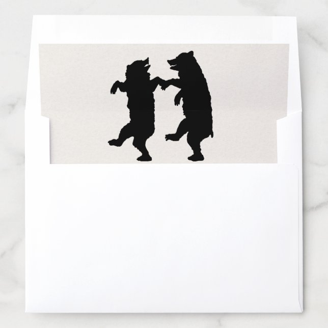 Two Black Bears in Silhouette on White Dancing Envelope Liner (In Envelope)