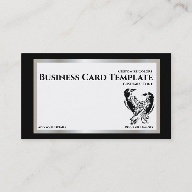 Two Black Birds Logo Raven  Business Card (Front)