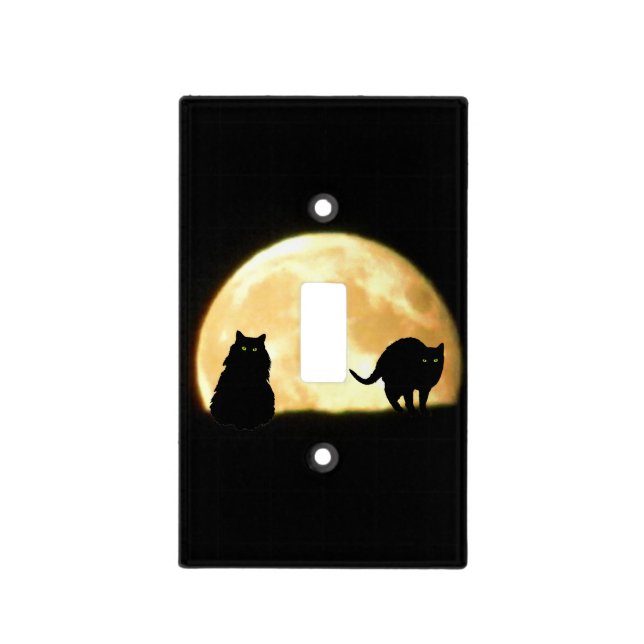 Two Black Cats and a Full Moon Light Switch Cover (Front)
