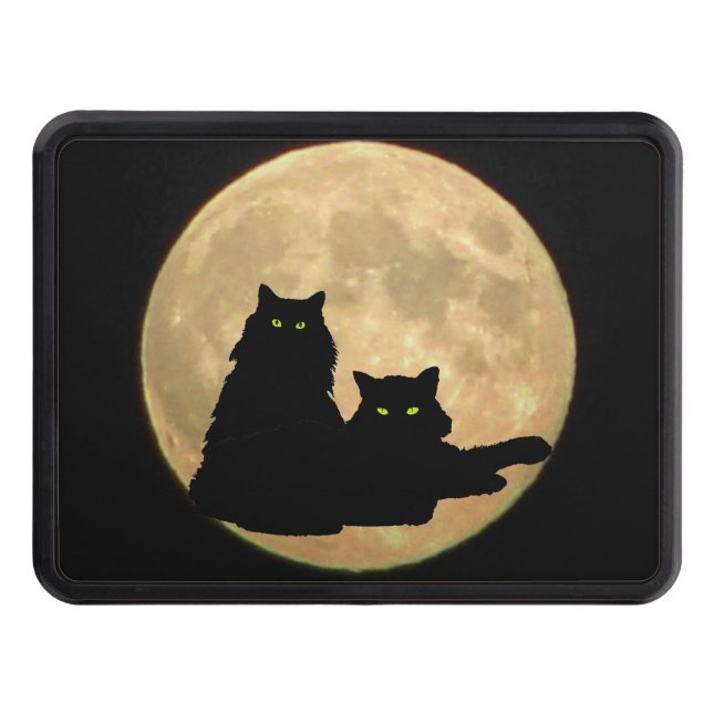 Two Black Cats and Full Moon Tow Hitch Cover (Front)