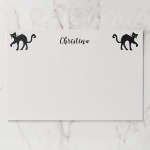 Two Black Cats Arched Backs Green Eyes Paper Pad