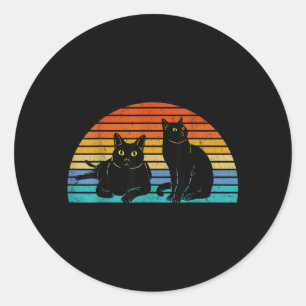 Two Black Cats Colorful Background Cat Lovers Classic Round Sticker