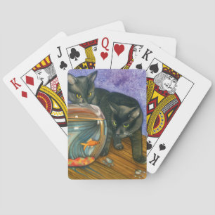 Two Black Cats Colorful Feline Watercolor Poker Cards
