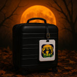 Two Black Cats Luggage Tag<br><div class="desc">Two black cats sitting with a giant yellow sun in the background. This design looks really effective on this Luggage Tags</div>