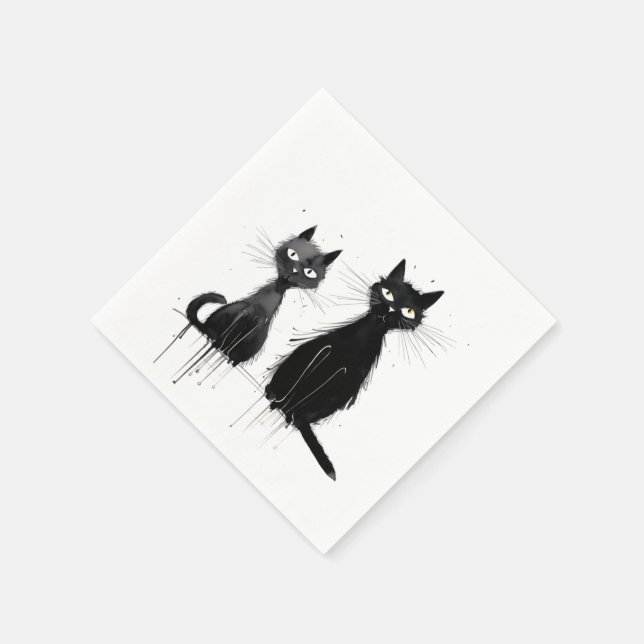 Two Black Cats Napkins (Corner)
