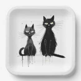 Two Black Cats Paper Plates