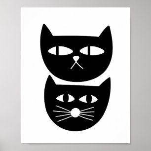 Two black cats poster