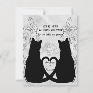 Two Black Cats Tails Entwined His N' Hers Invitation