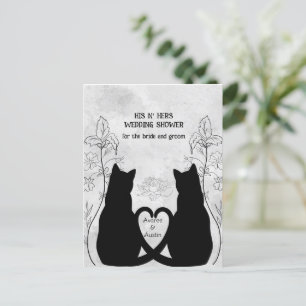Two Black Cats Tails Entwined His N' Hers Postcard