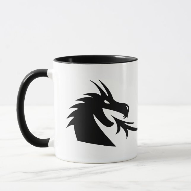 Two black dragon head creatures coffee mug (Left)