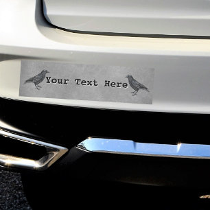 Two Black Gothic Spooky Crows on Grungy Grey Car Magnet