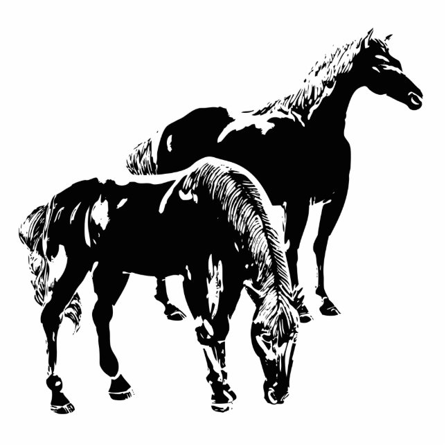 Two black horses cutout (Front)
