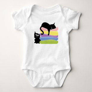 Two Black Kittens Rainbow Baby Bodysuit