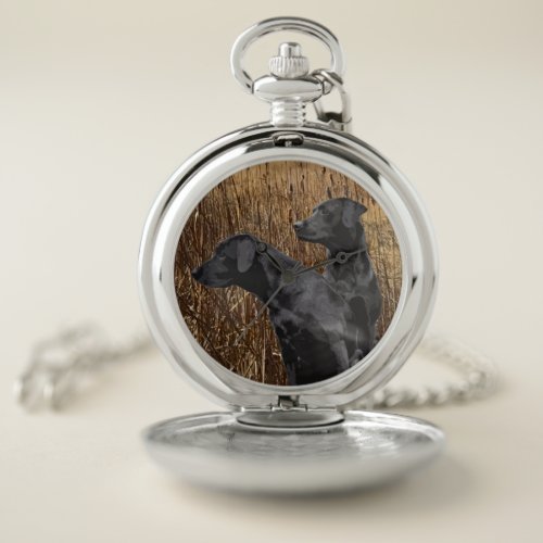 Two Black Labrador Retrievers Pocket Watch
