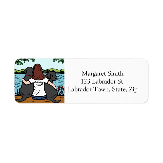 Two Black Labradors Mom Long Return Address Label (Front)