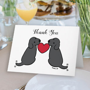 Two Black Labradors with Heart Thank You Card
