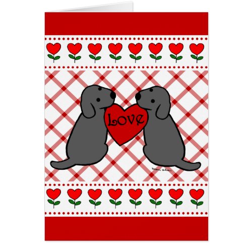 Two Black Labradors with Love Cartoon