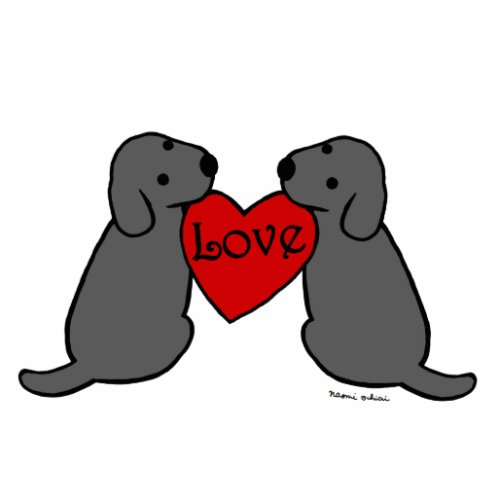 Two Black Labradors with Love Cartoon Cutout