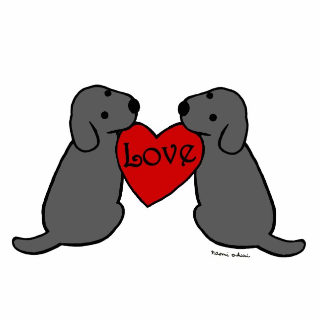Two Black Labradors with Love Cartoon Cutout (Front)