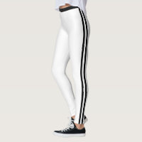 Two Black Side Stripe White Leggings Your Colors