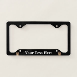 Two Black Striped Asian Fierce Tiger Heads Black License Plate Frame