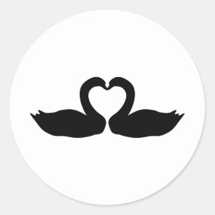 two black swans icon classic round sticker