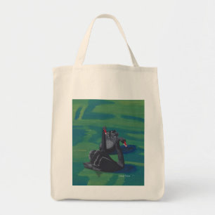 Two Black Swans on Water Painting Tote Bags