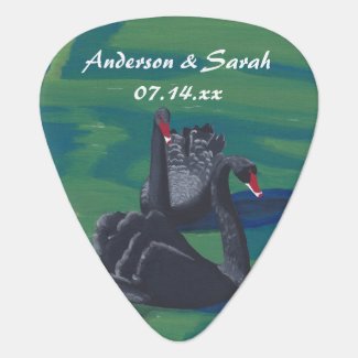 Two Black Swans Personalized Guitar Picks Favors