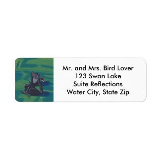 Two Black Swans Swimming Address Labels