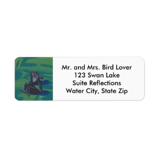 Two Black Swans Swimming Address Labels