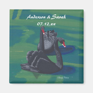 Two Black Swans Swimming Personalized Date Magnets