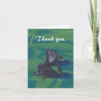 Two Black Swans Swimming Thank You Cards