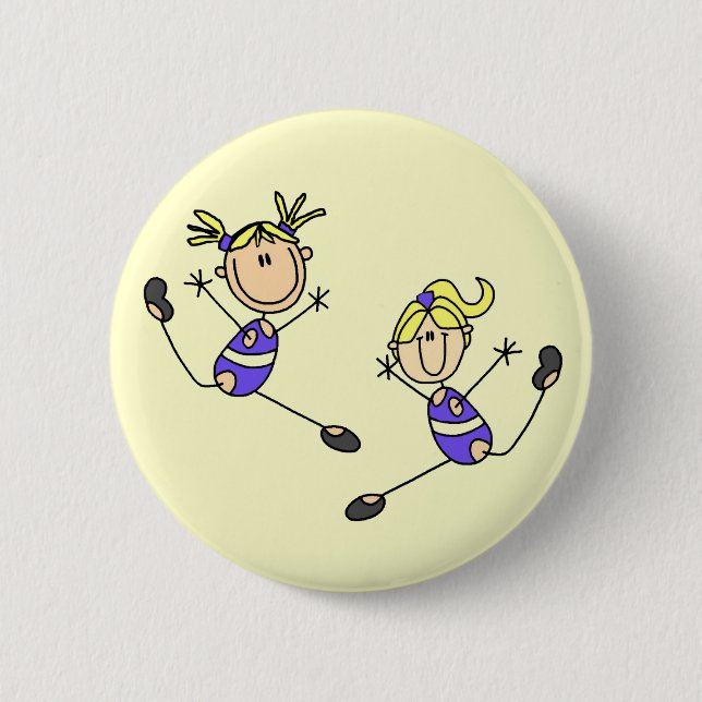 Two Blond Girl Gymnast Tshirts and Gifts Button (Front)