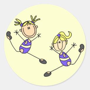 Two Blond Girl Gymnast Tshirts and Gifts Classic Round Sticker
