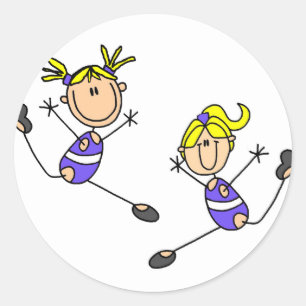 Two Blond Girl Gymnast Tshirts and Gifts Classic Round Sticker