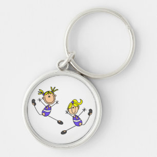 Two Blond Girl Gymnast Tshirts and Gifts Keychain