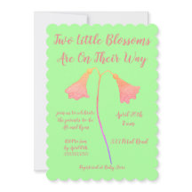 Two Blossoms Pale Pink Flower Twins Baby Shower