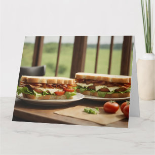 Two BLT sandwiches by window Card