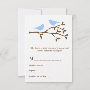 Two Blue Birds Wedding RSVP Card