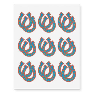 Two Blue Horseshoes Temporary Tattoos