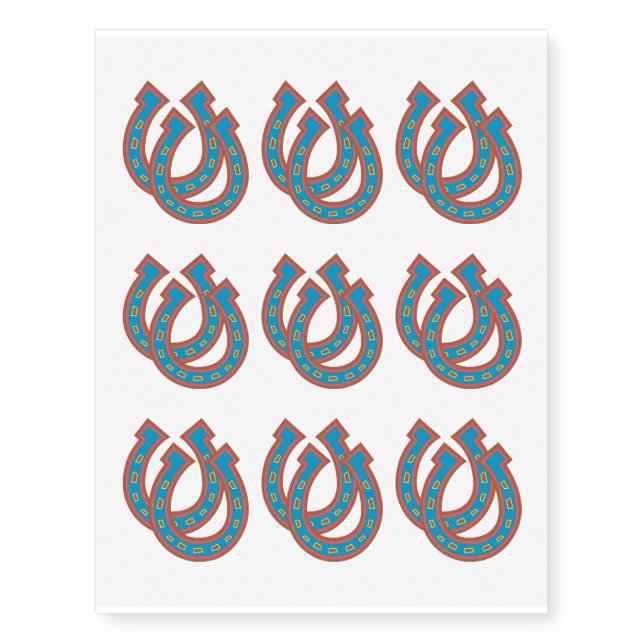 Two Blue Horseshoes Temporary Tattoos (Front)