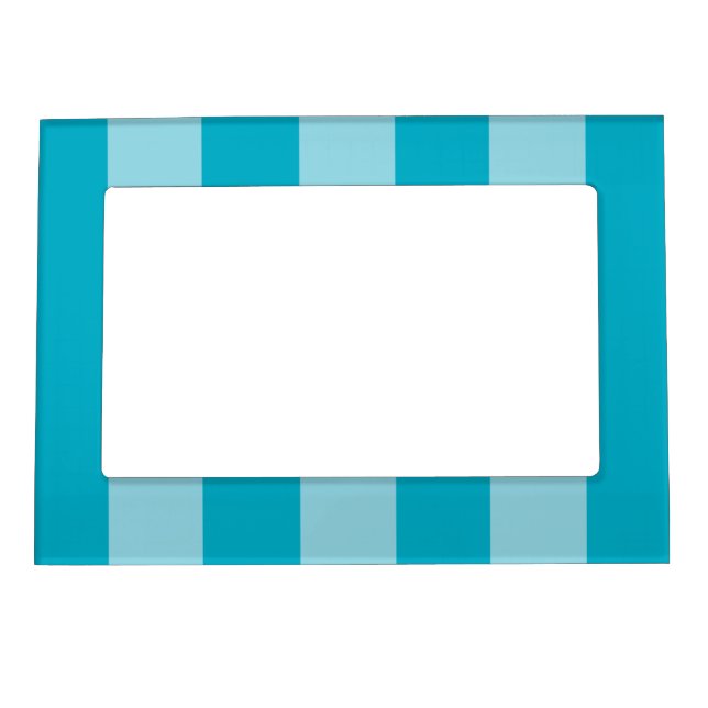 Two Blue Hues Striped  Magnetic Frame (Front)