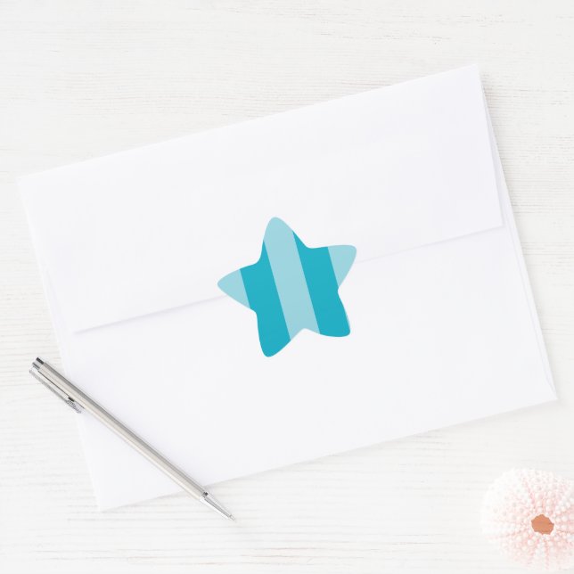 Two Blue Hues Striped  Star Sticker (Envelope)