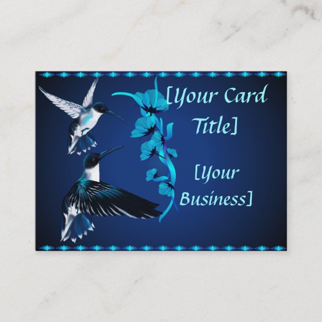 Two Blue Hummingbirds Business Card (Front)