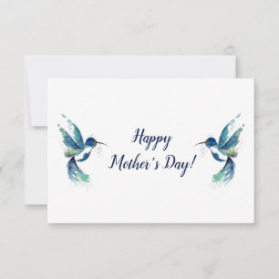 Two Blue Hummingbirds Mother's Day Card