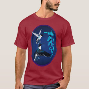 Two Blue Hummingbirds Oval Shirt