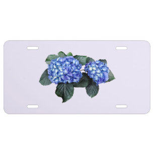 Two Blue Hydrangea License Plate