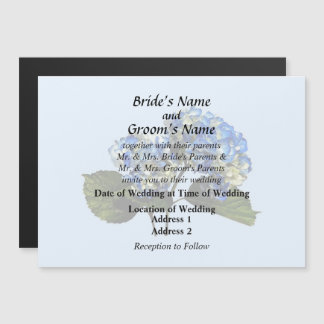 Two Blue Hydrangea With Leaves Magnetic Invitation
