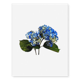 Two Blue Hydrangea With Leaves Temporary Tattoos